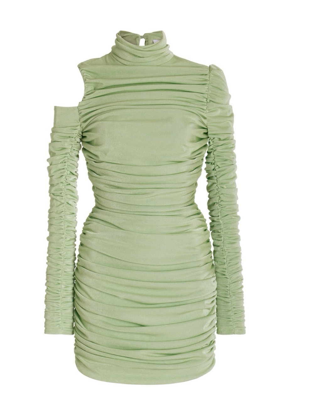 ALIÉTTE Cutout Ruched Jersey Mini Dress Mint Green